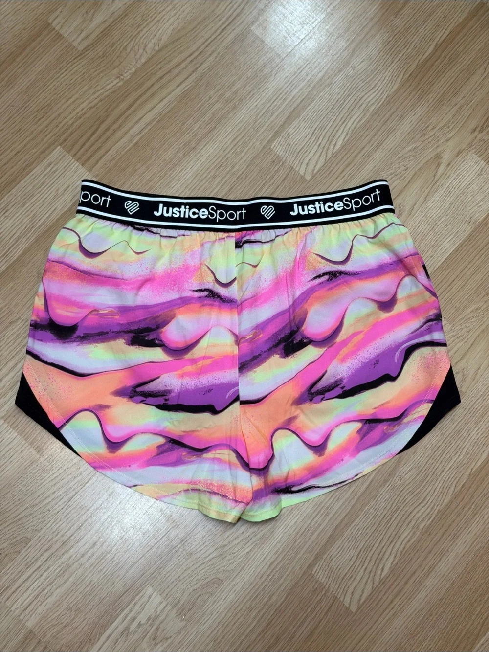 Justice Sport Girls Abstract Neon Running Shorts XL Plus 16P/18P